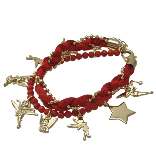 Gold Plated Multi Strand Red Tinkerbell Charm