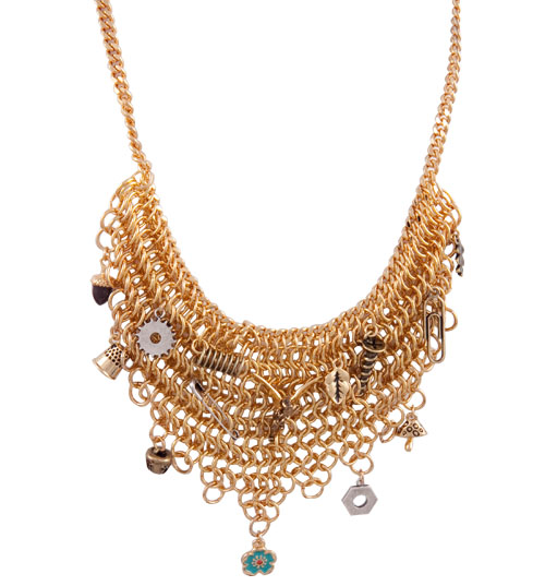 Gold Plated Pixie Hollow Mesh Bib Necklace from