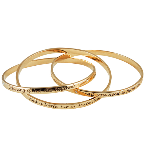 Gold Plated Tinkerbell Three Piece Bangle Set
