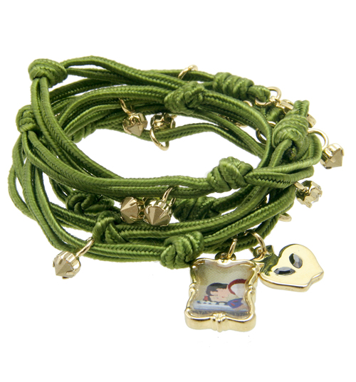 Green Snow White Silk Cameo Wrap Bracelet from