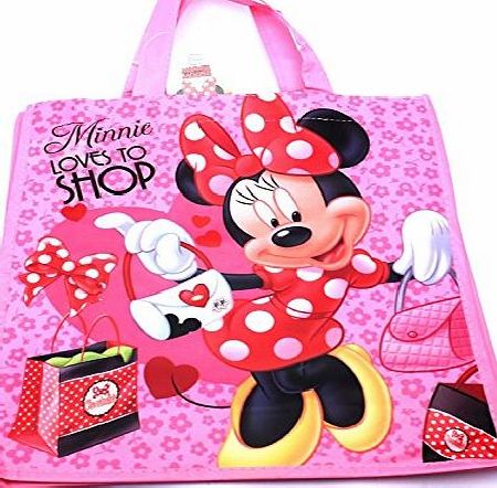 Disney  REUSABLE TOTE BEACH SHOPPING BAG - MICKEY MINNIE MOUSE PEPPA PIG SOFIA DOC MCSTUFFINS (Minnie Mouse Pink)