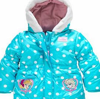 Disney Frozen Girls Fur Trim Puffer Coat - 5-6