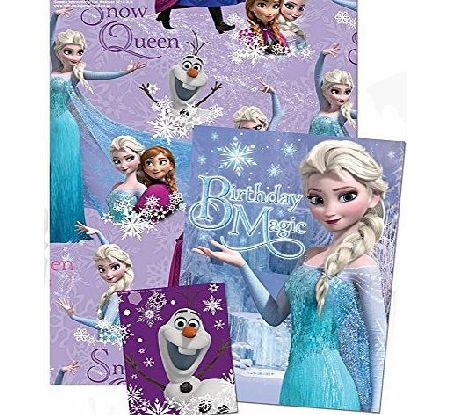 Disney Frozen Wrapping Paper x1 with Birthday Card x1 and Gift Tagx1