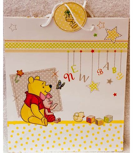 Disney Gift Bag -New Baby - Unisex - Large, Winnie The Pooh ideal for a new baby, baby shower or little ones birthday