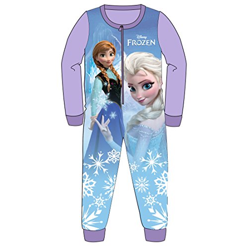 Girls Official Disney Frozen Onesie - Anna and Elsa Long Sleeve All In One Sleepsuit Pyjamas - For Ages 2-8 Years (4-5 Years)