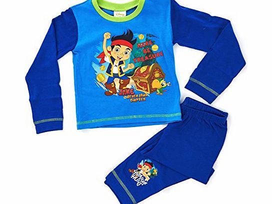 Disney Kids Boys Official Disney Jake And The Neverland Pirates Long Pyjamas Set Here Be Treasure 18-24 Mon