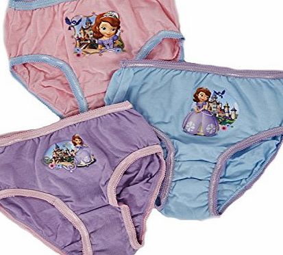Disney Kids Girls Childrens 3 Multipack Character Underwear Pants Briefs Knickers Sofia the First Size 18-24 Months