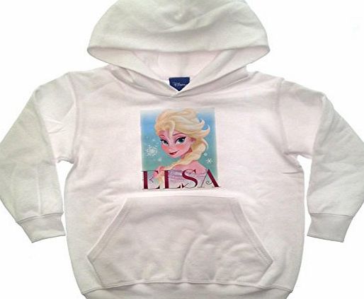 Disney Kids Girls Official Disney Frozen Elsa Childrens Hoodie Hoody Jumper White Sweatshirt Size 5-6 Years
