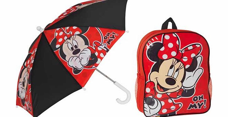 Disney Minnie Mouse Backpack and Umbrella Set -