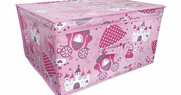 Disney New Kids Folding Storage Chest 50cm x 30cm x 40cm Girls Pink Princess Toy Box