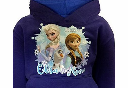 Official Disney Frozen Girls Hoodie Sisters Elsa Anna Long Sleeve Hoody Sweater Kids Top Frozen Jumper Hoody (New Navy Blue) 11-12 Years