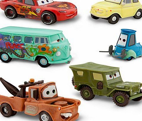 Disney Pixar Cars 2 Pit Crew 6 Pack of Luigi, Guido, Sarge, Fillmore, Lightning McQueen and Mater (PVC, Plastic)