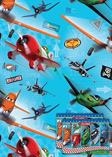 Planes 2x Gift Wrap Sheets and 2x Gift Tags