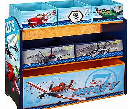 Planes Wooden Multi Bin Toy Organiser