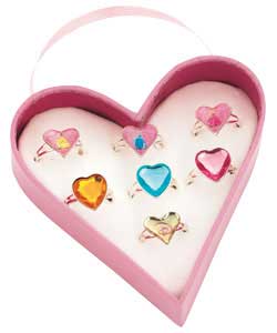 Disney Princess 7 Rings in a Heart Shaped Box