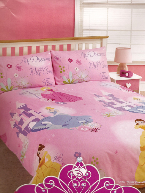 Disney Princess Double Duvet Cover and Pillowcase `y Dreams Come True`Design