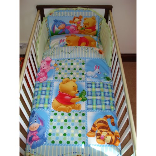 Winnie the Pooh Follow the Leader Bedding Set for Cot or Cotbed Green (Cot - 120 x 60cm)