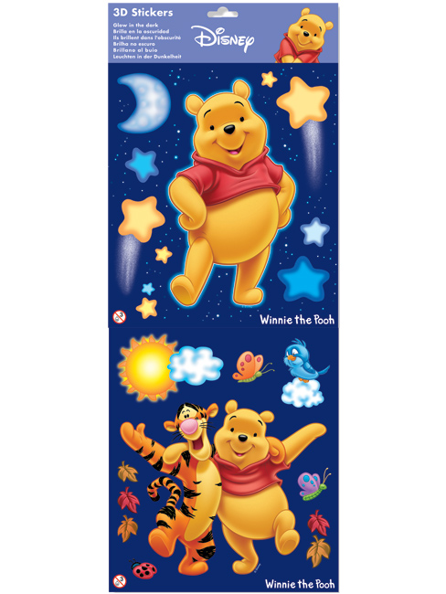 Winnie The Pooh 3D Glow In The Dark Wall Stickers 15 pieces