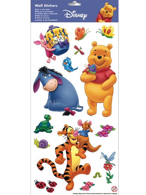 Winnie The Pooh Glow In The Dark Wall Stickers 15 pieces