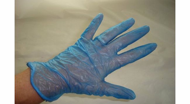 Disposable Gloves 100 x Vinyl Disposable Gloves, LARGE NON-Powdered Blue (free Pamp;P on all products)