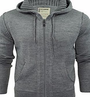 Dissident Mens Cardigan Jumper Hooded Dissident Cruise Hoodie Wool Mix Knit Mid Grey Large
