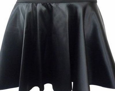 Distributed By WHOOSH. Wet Look Flared skater skirt with waist band