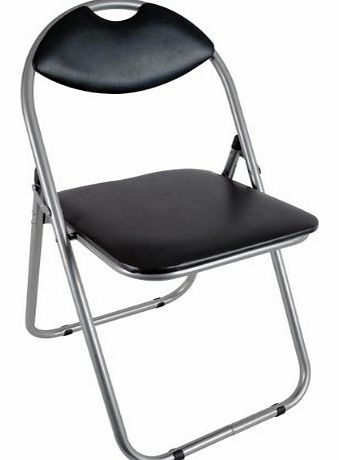 Divine Faux Leather Plus Steel Paris Fold Up Chair, 43.5 x 46 x 79.5 cm, Black