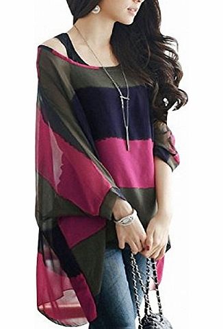 DJT Fashion Street Dolman Womens Rose Batwing Long Sleeve Shirt/Tank/Tops/Tee/Blouse/Vest Size XL