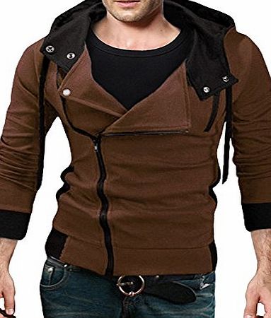 DJT Men Teen Premium Long Sleeve Sweatshirt Slim Fit Hoodie Top Pullover Jacket Coat Coffe Size L