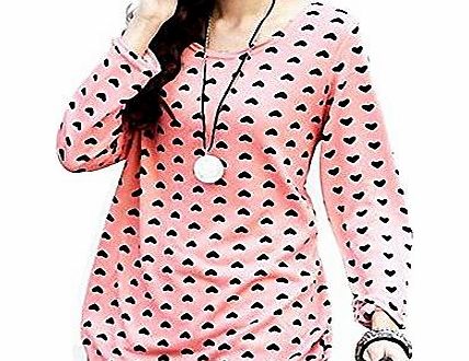 DJT Women Girls Fashion Slim Fit Long Sleeve Contrast Tunic Tops Blouse Shirt Pullover Jumper Basic Coat Pink Black