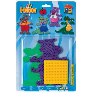 Hama Beads Hippo Small Square And Crocodile Pegboard Blister Pack
