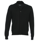 Black Shawl Collar Button Fastening Cardigan