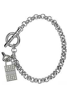 DKNY Im Charmed Steel Lock Charm Bracelet