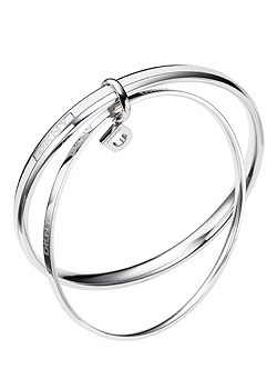 DKNY Jewellery DKNY Circles Steel and Leather Double Bangle