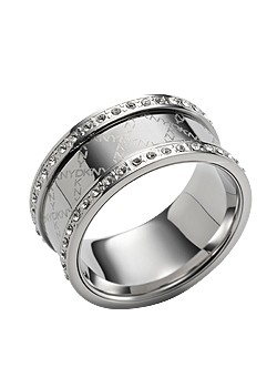 DKNY Jewellery DKNY Ladies Steel Crystal Logo Pattern Ring