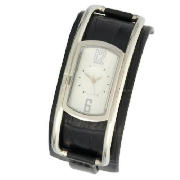 dkny ladies brown leather cuff watch