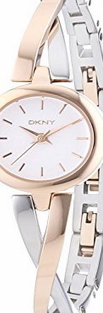 DKNY Ladies Crossover Rose Gold and Silver Half Bangle Wrist Watch