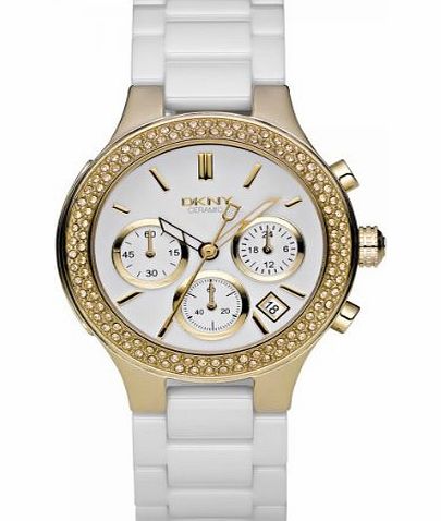 DKNY Ladies Watch NY4986 with White Dial and White Ceramic Strap