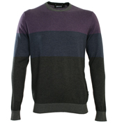 Mauve, Grey and Navy Stripe Sweater