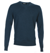 Navy Melange V-Neck Sweater