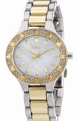 DKNY NY8742 - Ladies Two Tone Crystal Set Bracelet Watch