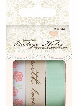 Docrafts Papermania Vintage Notes Woven Fabric Tapes,