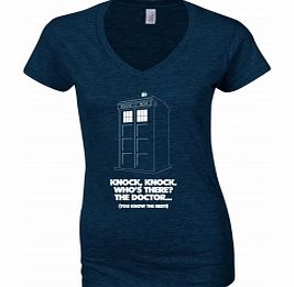 Doctor Who Knock Knock Navy Womens T-Shirt Large