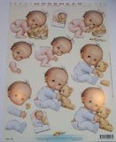A4 3D step by step Morehead decoupage sheet - cute baby boy and girl