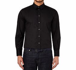 Striped black cotton blend shirt