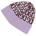 Dolce and Gabbana Logoed Lilac and Brown Knit Skull Cap
