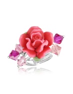 Sterling Silver Red Rose Ring