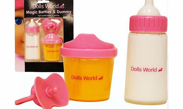 Dolls World New Born Baby Doll Magic Milk Bottle Beaker amp; Dummy Dolls Feeding Set Girls Toy