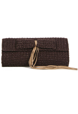 Brown Cylindrical Clutch Bag by Domakaya