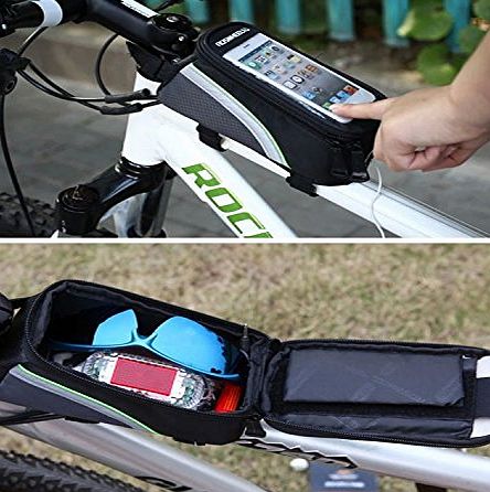 Domire 5.5 Inch Bicycle Top Tube Frame Cycling Pannier Bike Bag amp; Mobile Phone Holder / Mount - Water Resistant (Black)